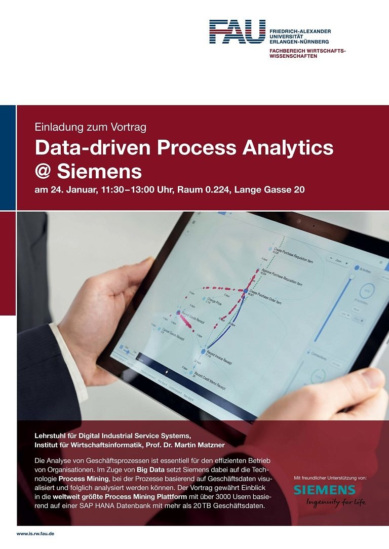Gastvortrag am 24.01.18: Data-driven Process Analytics @ Siemens
