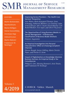Zum Artikel "New insights in Health Services, Business Model Artefacts, Complaint Management and more: The fourth issue of the Journal of Service Management Research (SMR) is now available."