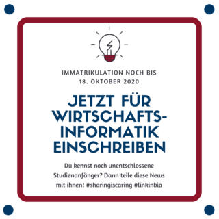 Zum Artikel "Jetzt noch bis zum 18. Oktober für den Bachelor-Studiengang Wirtschaftsinformatik einschreiben"